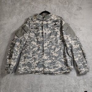 US Army Jacket Mens‎ Large Regular Camo Coat Combat Uniform Military Logo Patch